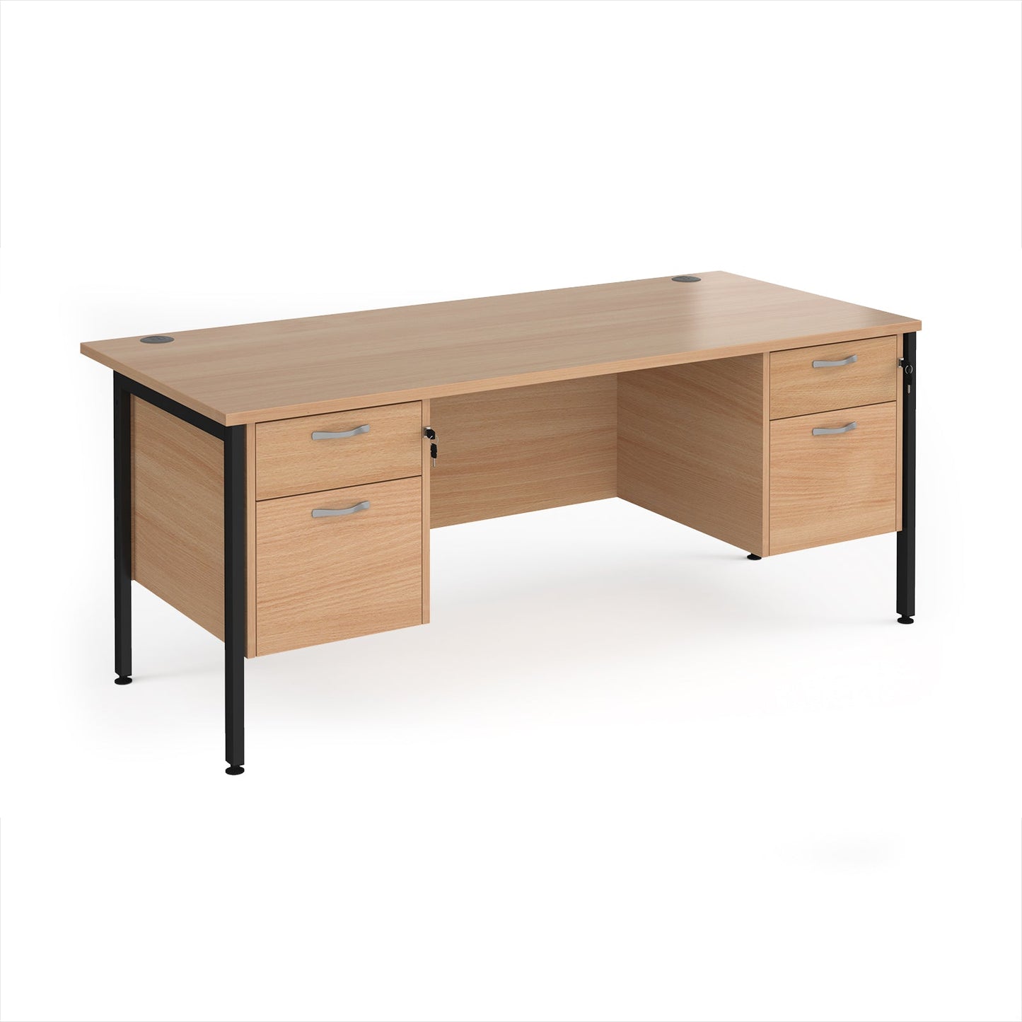 Maestro 25 H-Frame 800mm deep desk with 2 x 2 drawer peds