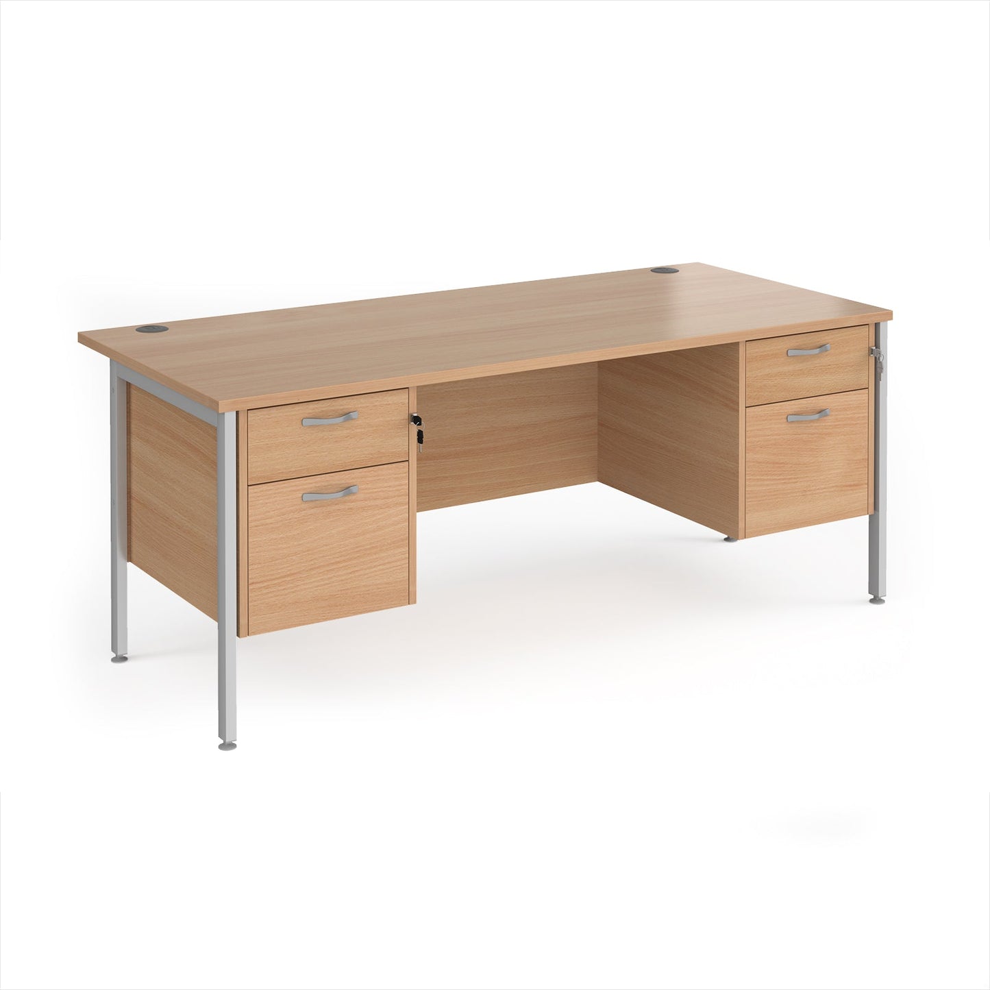 Maestro 25 H-Frame 800mm deep desk with 2 x 2 drawer peds