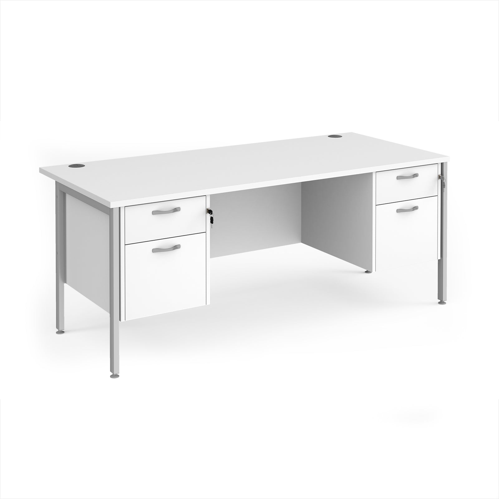 Maestro 25 H-Frame 800mm deep desk with 2 x 2 drawer peds