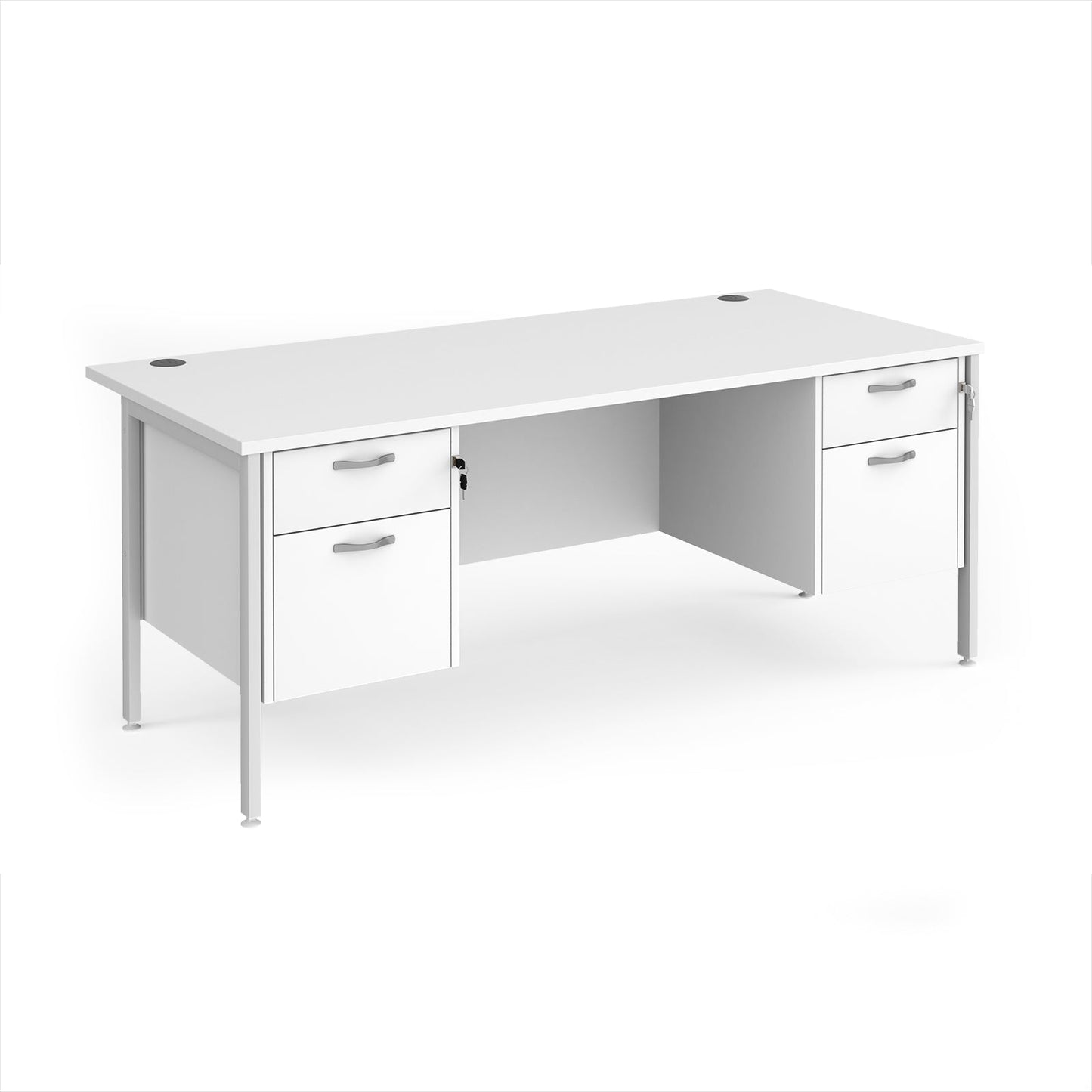 Maestro 25 H-Frame 800mm deep desk with 2 x 2 drawer peds