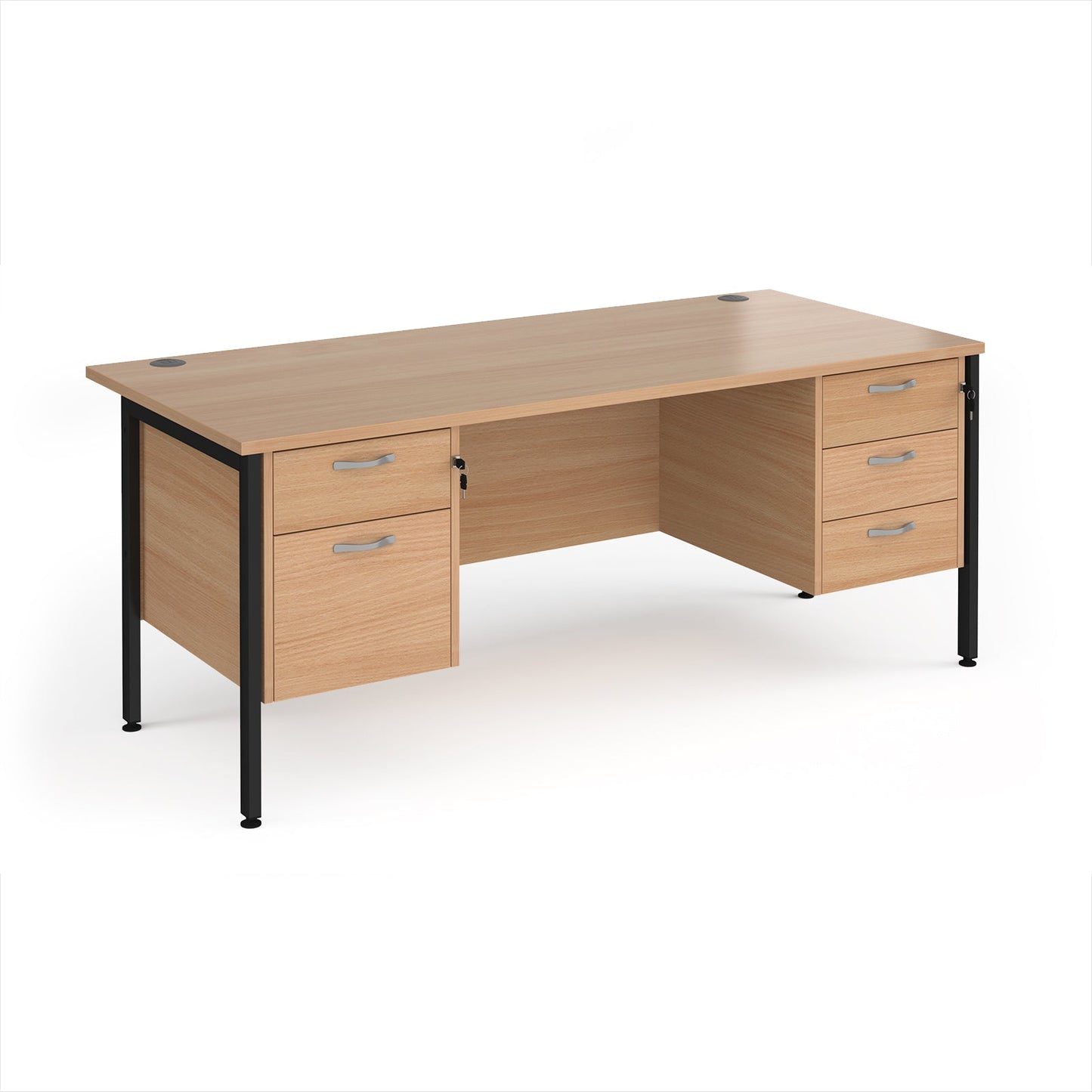 Maestro 25 H-Frame 800mm deep desk with 2 & 3 drawer peds