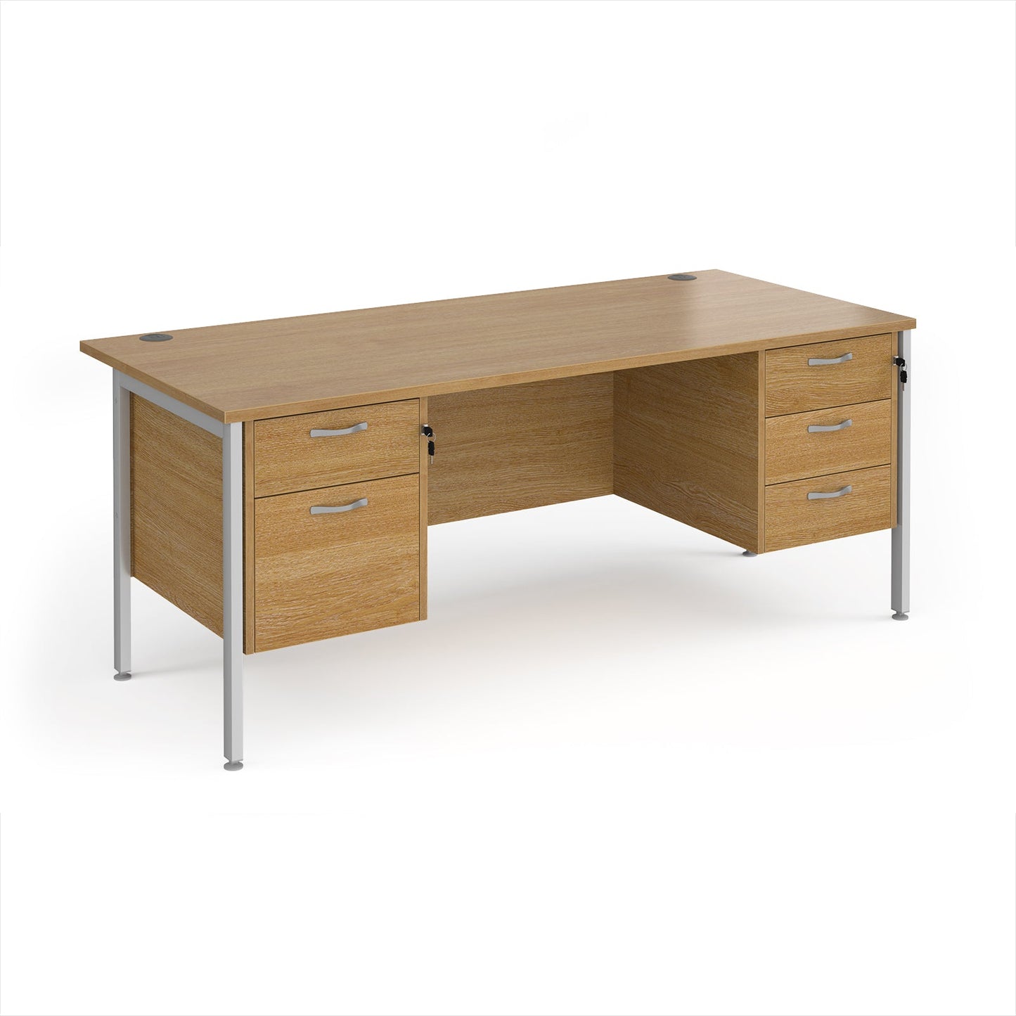 Maestro 25 H-Frame 800mm deep desk with 2 & 3 drawer peds