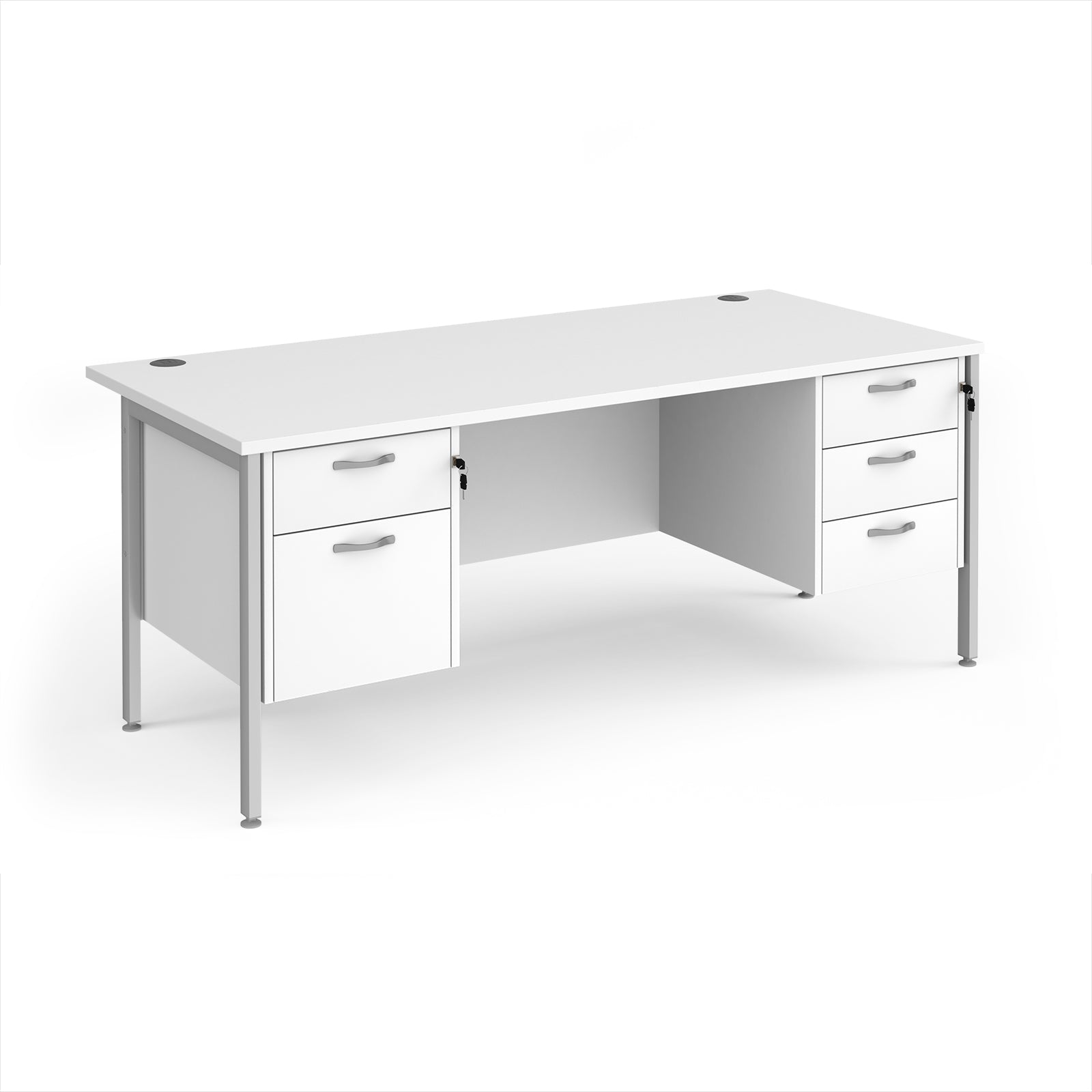 Maestro 25 H-Frame 800mm deep desk with 2 & 3 drawer peds