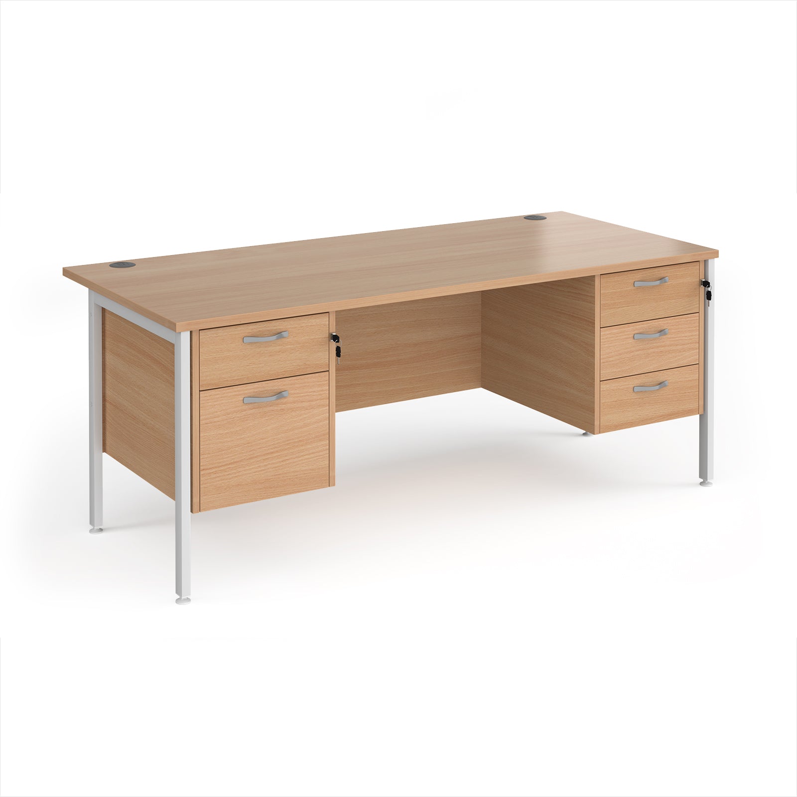 Maestro 25 H-Frame 800mm deep desk with 2 & 3 drawer peds