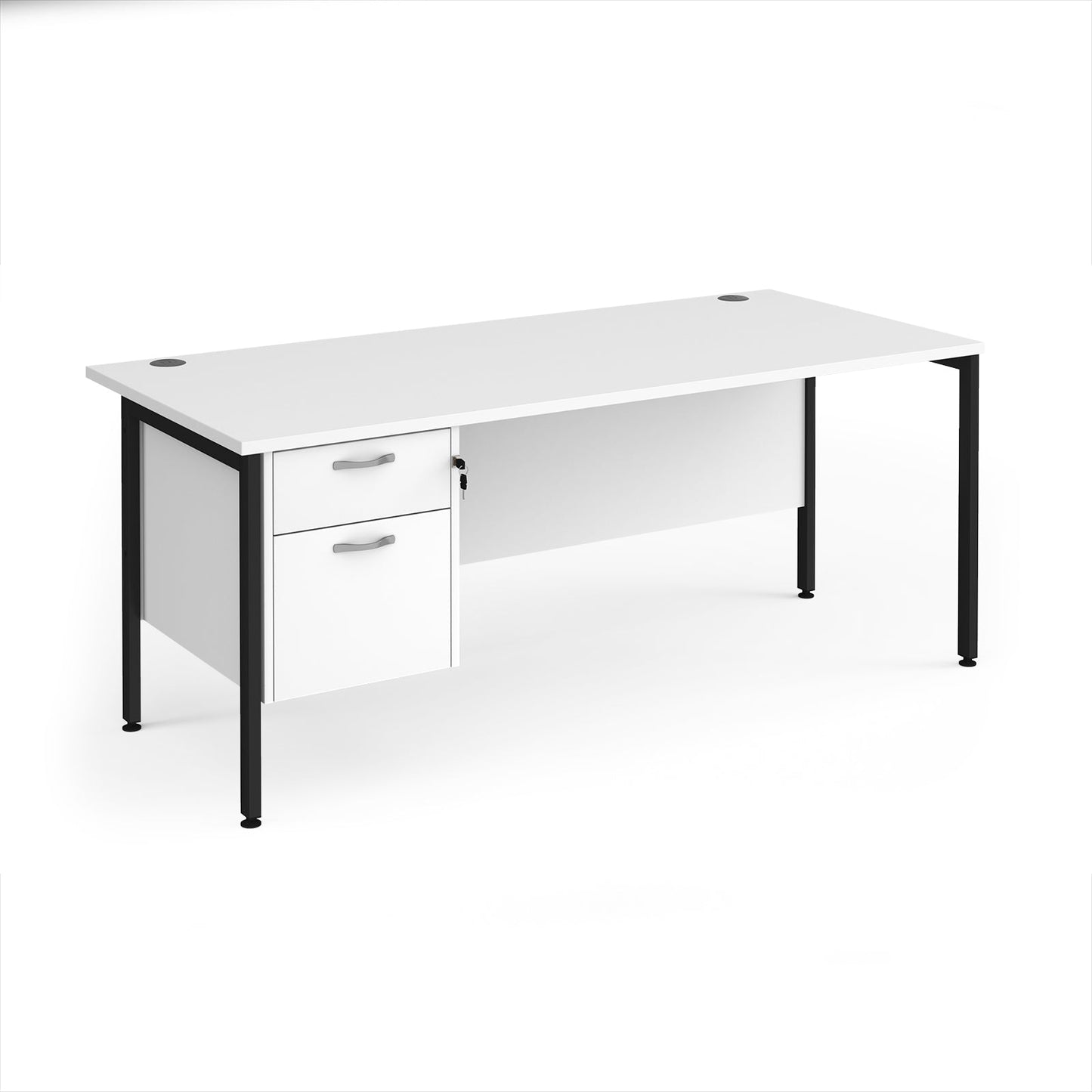 Maestro 25 H-Frame 800mm deep desk with 2 drawer ped