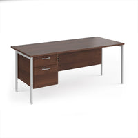 Maestro 25 H-Frame 800mm deep desk with 2 drawer ped
