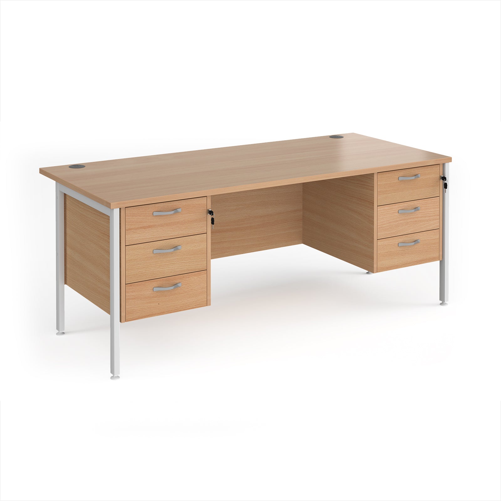 Maestro 25 H-Frame 800mm deep desk with 2 x 3 drawer peds