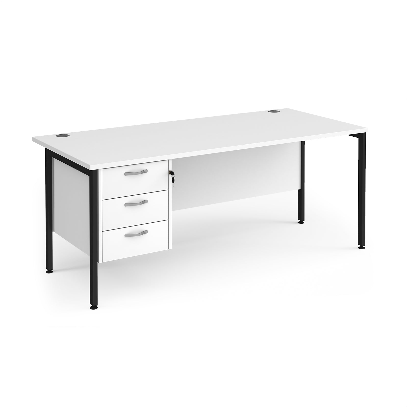 Maestro 25 H-Frame 800mm deep desk with 3 drawer ped