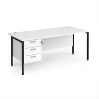 Maestro 25 H-Frame 800mm deep desk with 3 drawer ped
