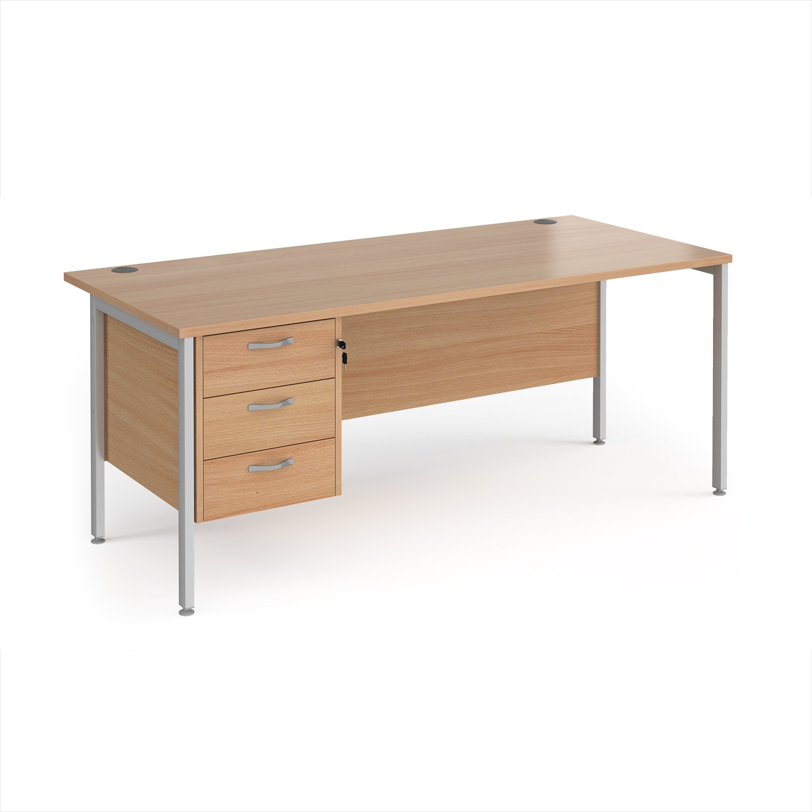 Maestro 25 H-Frame 800mm deep desk with 3 drawer ped