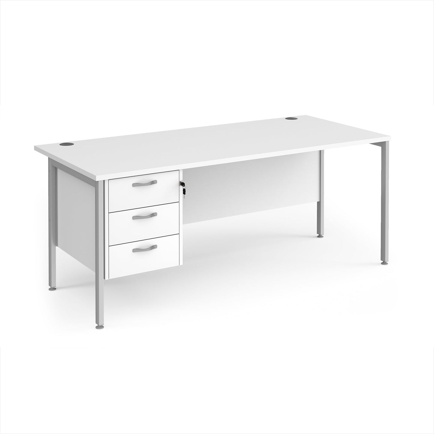 Maestro 25 H-Frame 800mm deep desk with 3 drawer ped