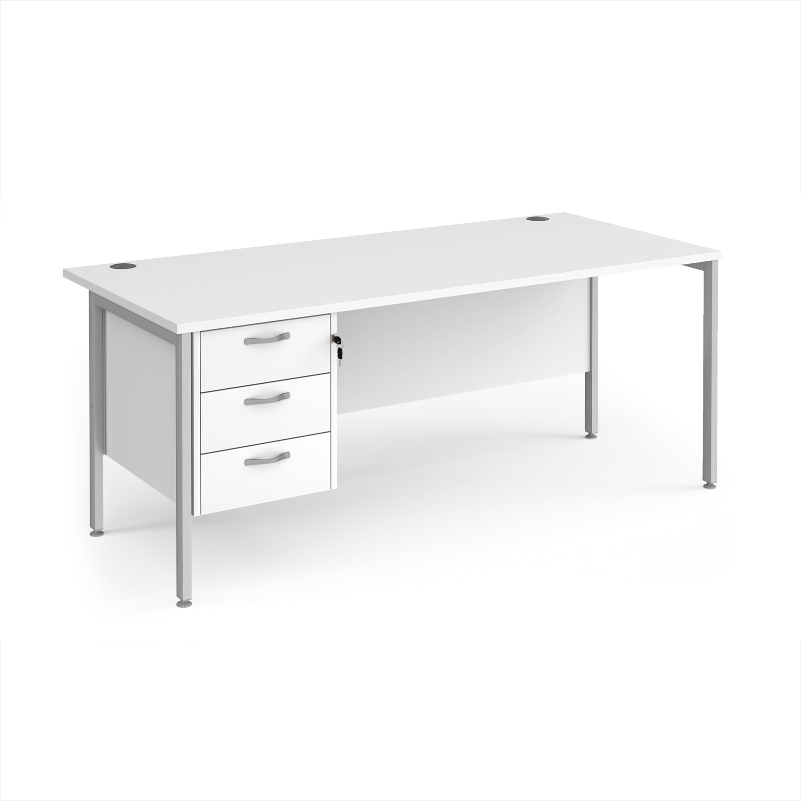 Maestro 25 H-Frame 800mm deep desk with 3 drawer ped