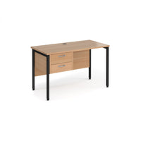 Maestro 25 H-Frame 600mm deep desk with 2 drawer ped