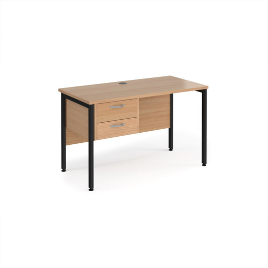 Maestro 25 H-Frame 600mm deep desk with 2 drawer ped
