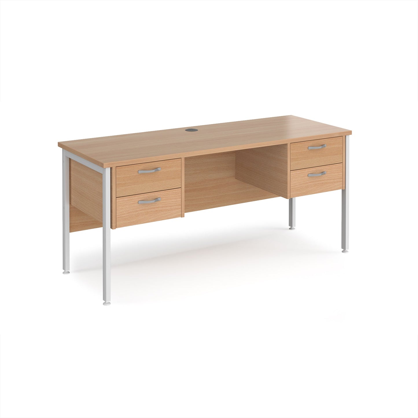 Maestro 25 H-Frame 600mm deep desk with 2 x 2 drawer peds
