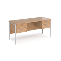 Maestro 25 H-Frame 600mm deep desk with 2 x 2 drawer peds