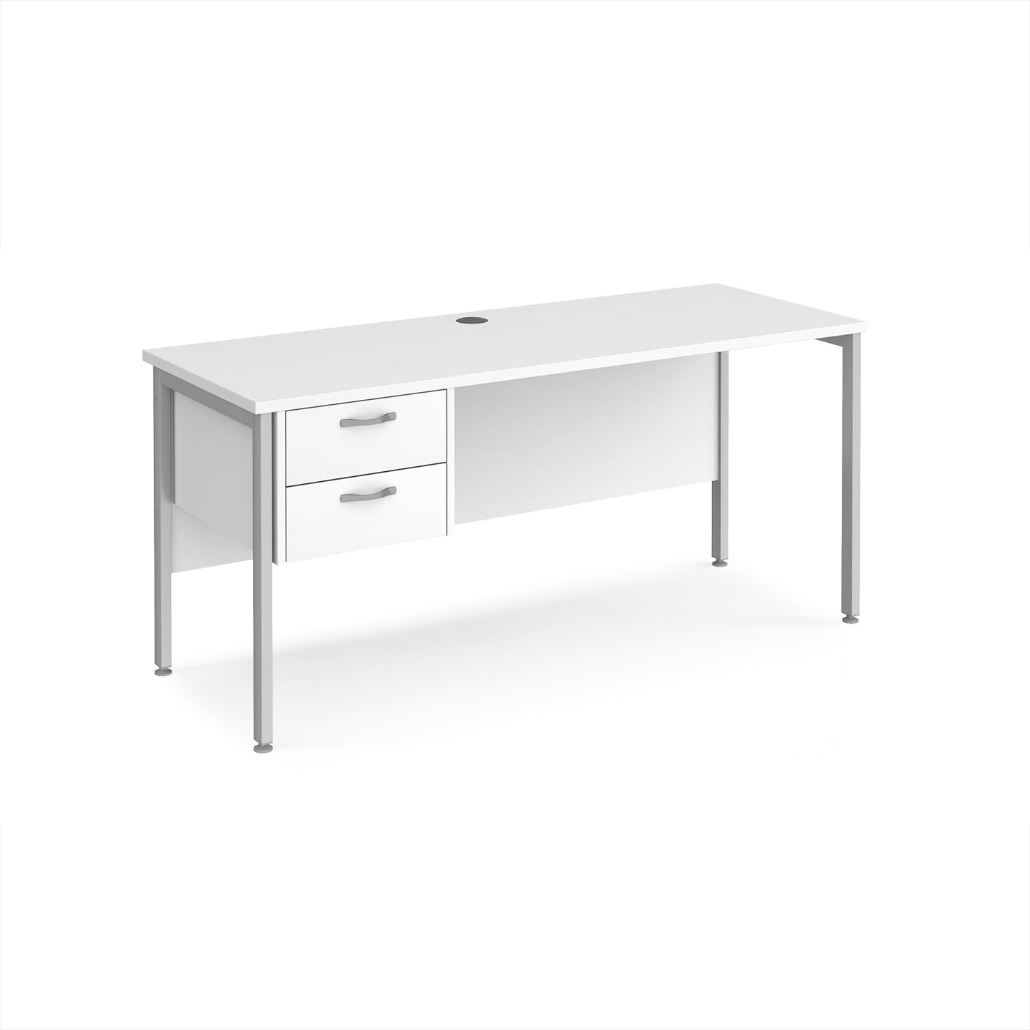 Maestro 25 H-Frame 600mm deep desk with 2 drawer ped