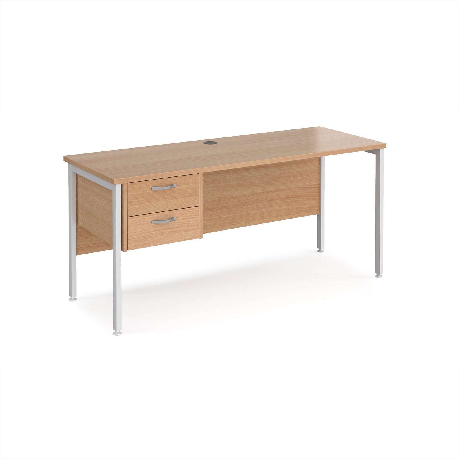 Maestro 25 H-Frame 600mm deep desk with 2 drawer ped