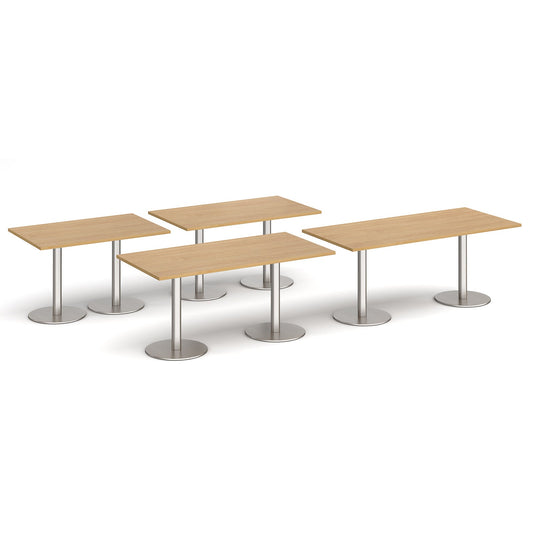 Monza rectangular dining table with flat round bases