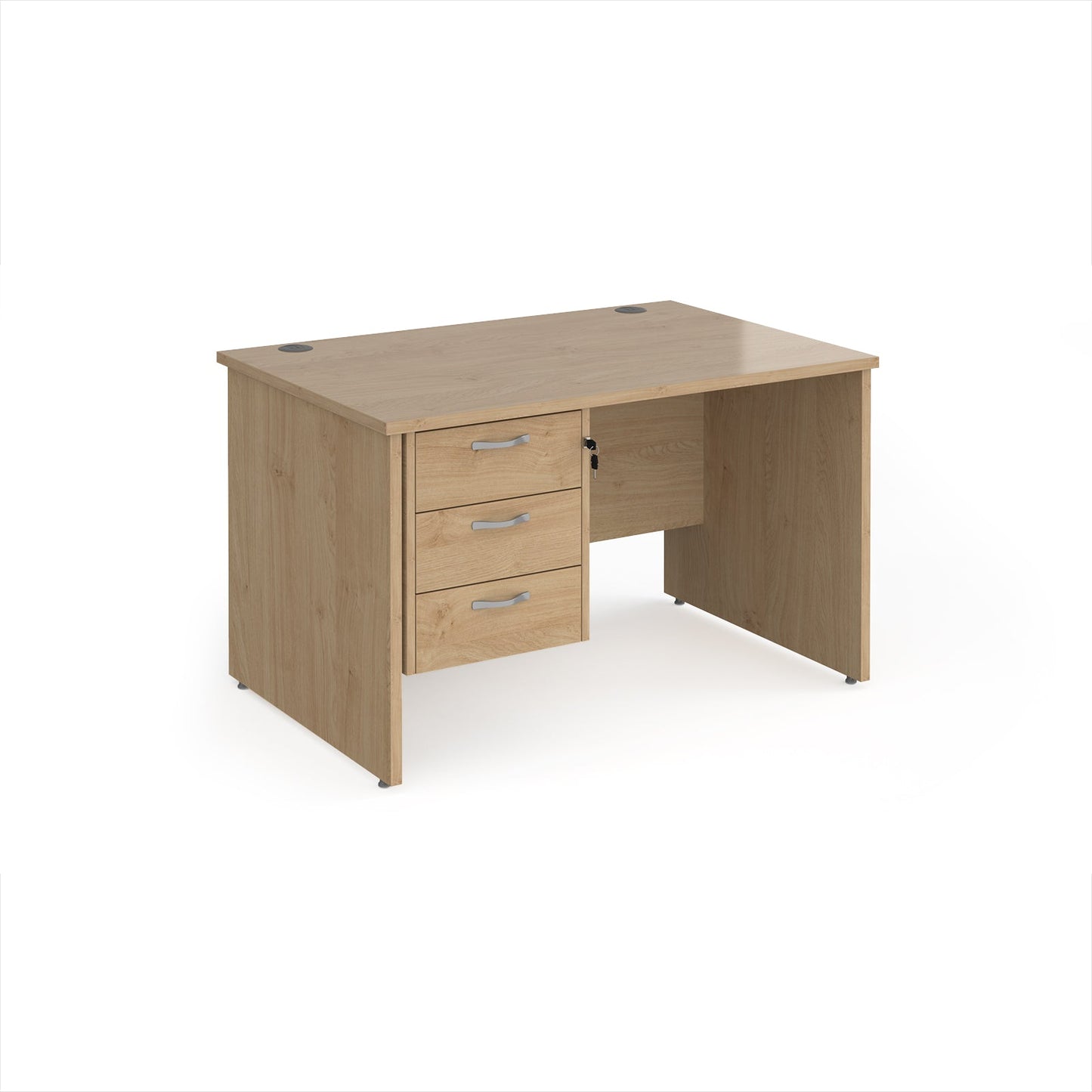 Maestro 25 panel end 800mm deep desk with 3 drawer ped