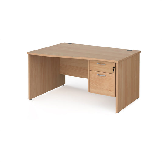 Maestro 25 panel end left hand wave desk with 2 drawer ped