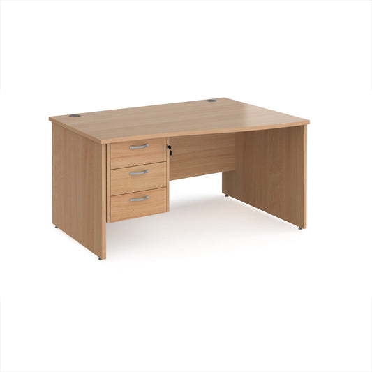 Maestro 25 panel end right hand wave desk with 3 drawer ped