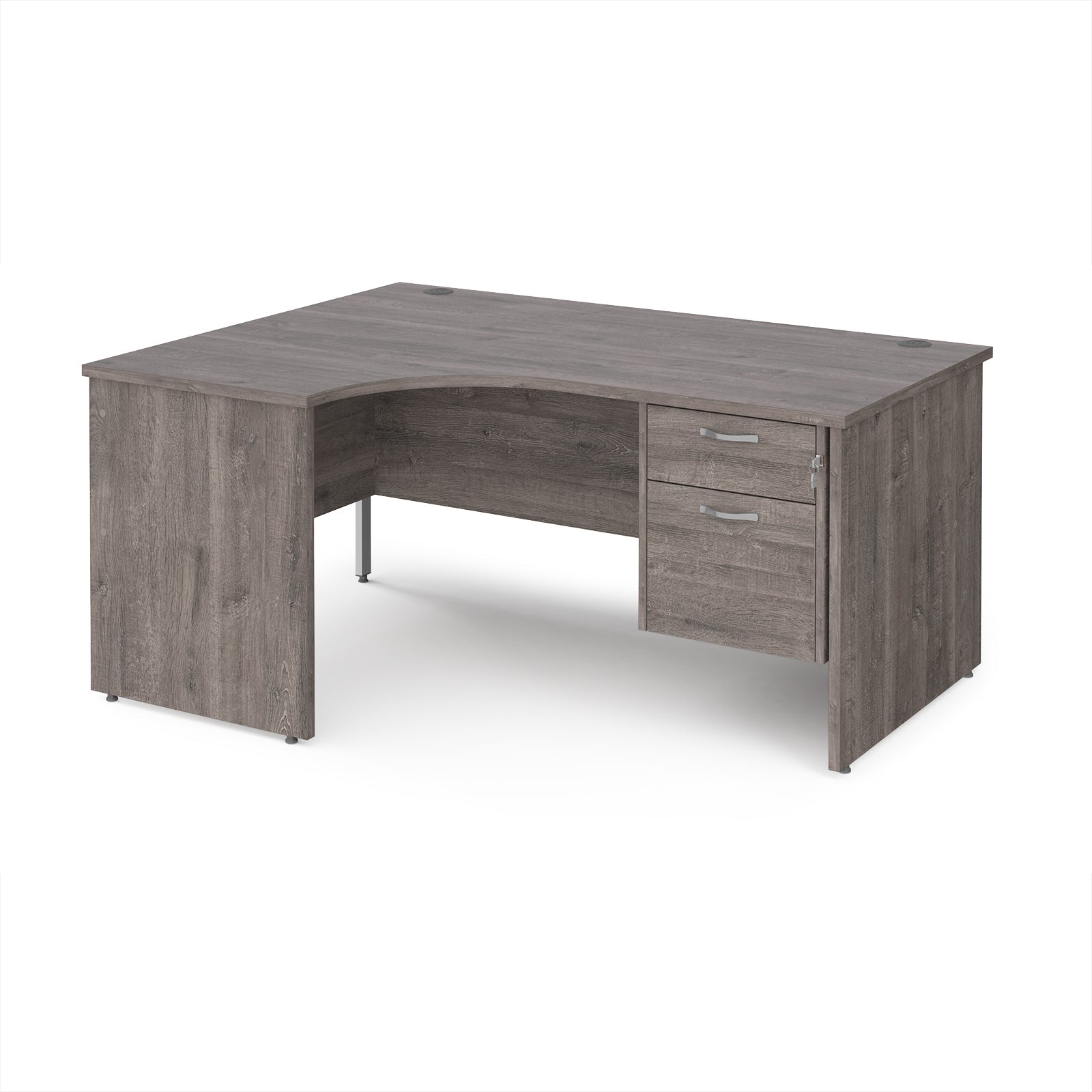 Maestro 25 panel end left hand ergonomic desk with 2 drawer ped