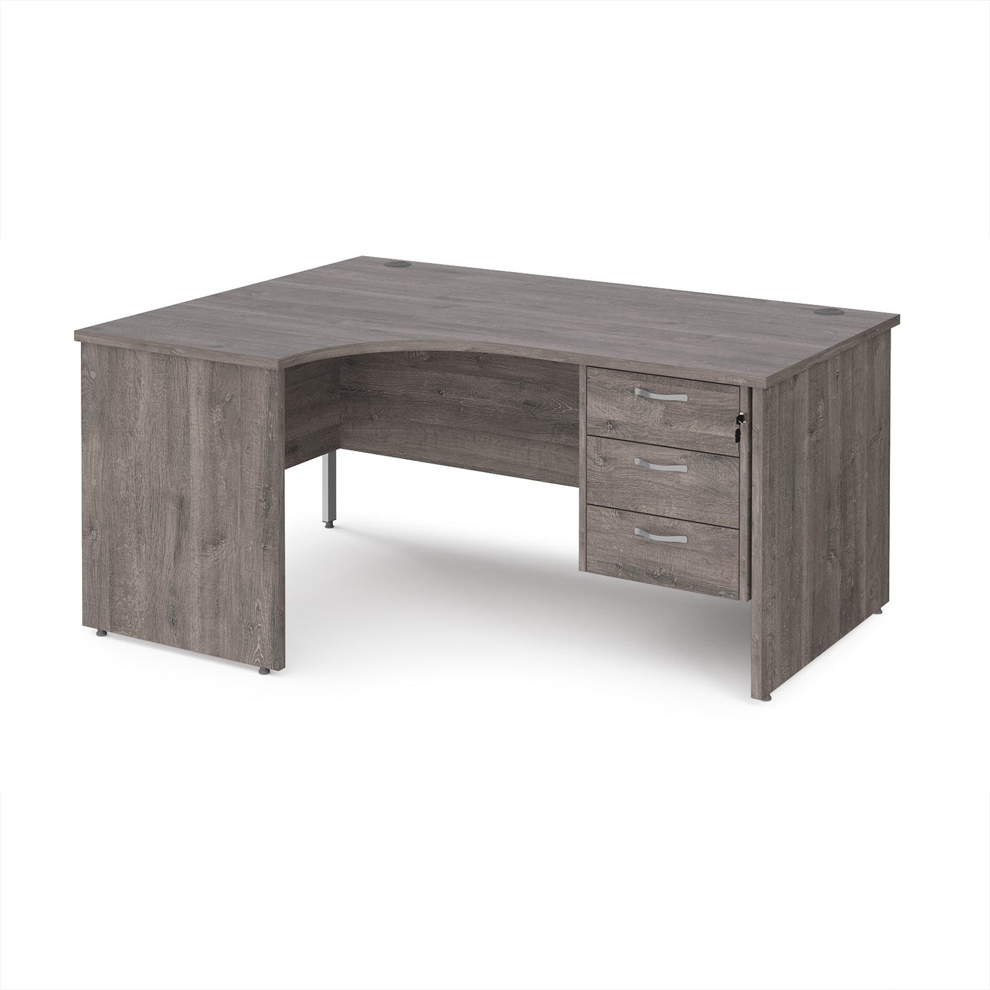 Maestro 25 panel end left hand ergonomic desk with 3 drawer ped