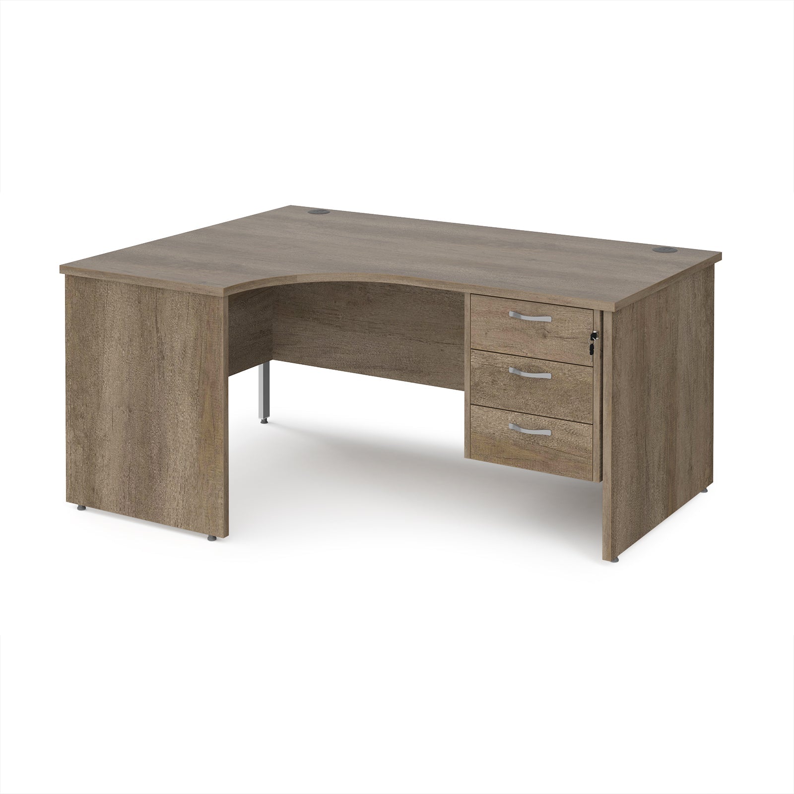 Maestro 25 panel end left hand ergonomic desk with 3 drawer ped