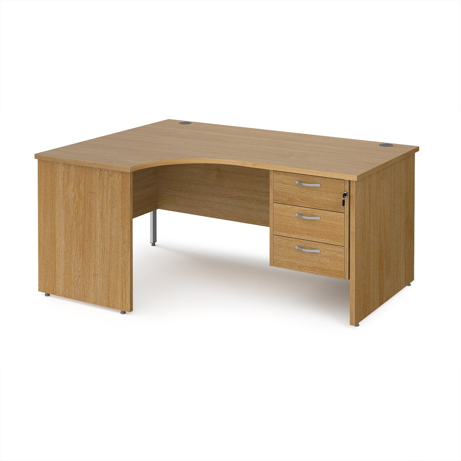 Maestro 25 panel end left hand ergonomic desk with 3 drawer ped