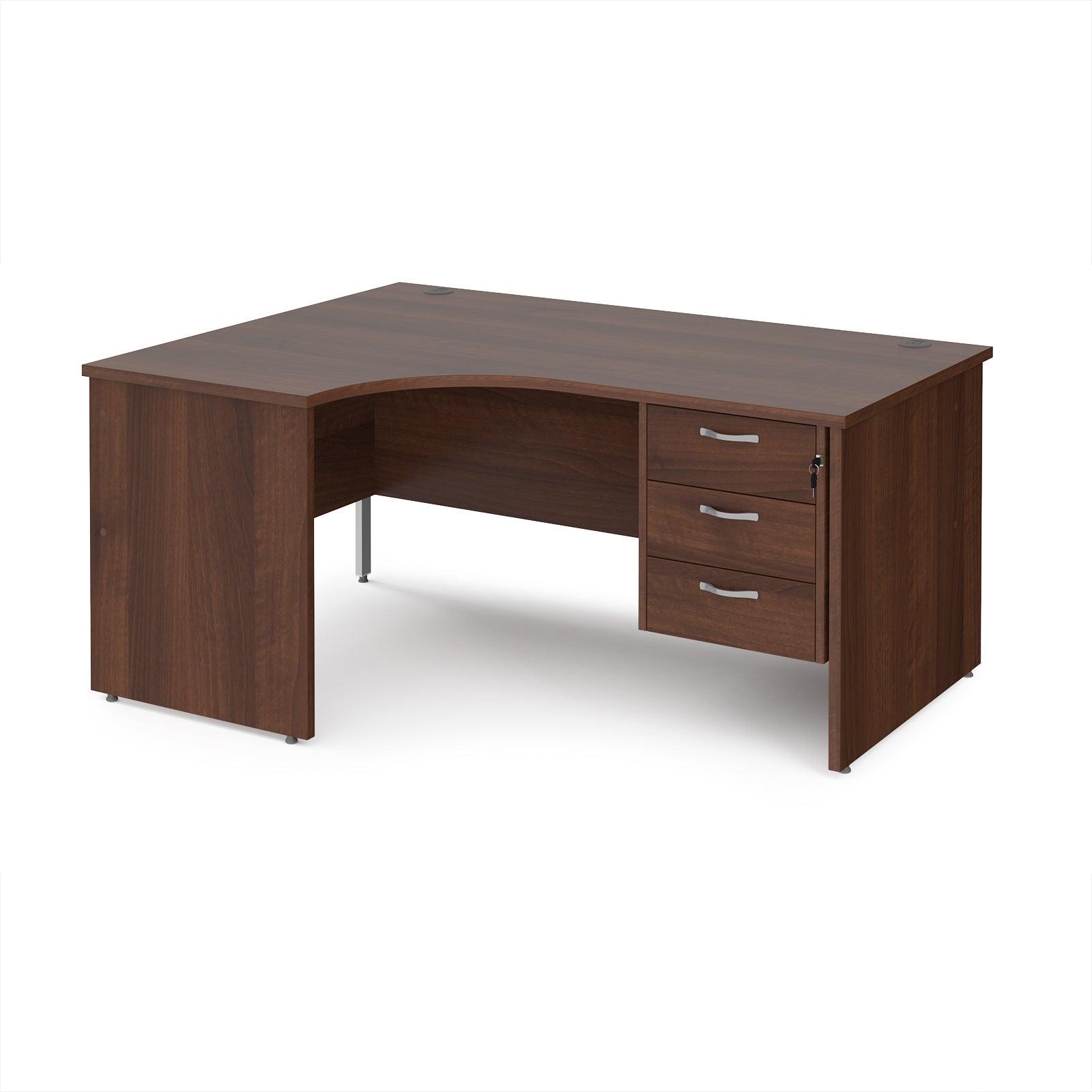Maestro 25 panel end left hand ergonomic desk with 3 drawer ped