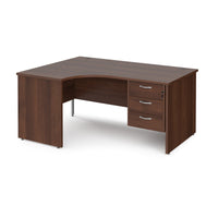 Maestro 25 panel end left hand ergonomic desk with 3 drawer ped