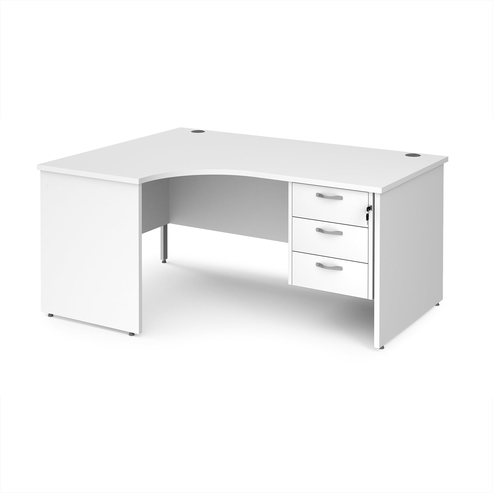 Maestro 25 panel end left hand ergonomic desk with 3 drawer ped