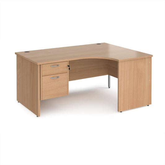Maestro 25 panel end right hand ergonomic desk with 2 drawer ped