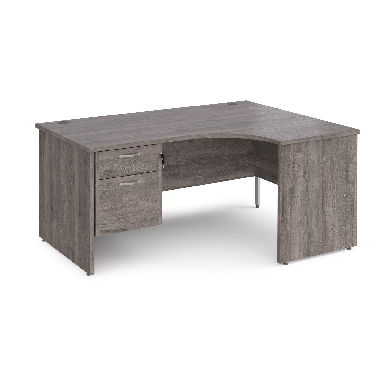 Maestro 25 panel end right hand ergonomic desk with 2 drawer ped