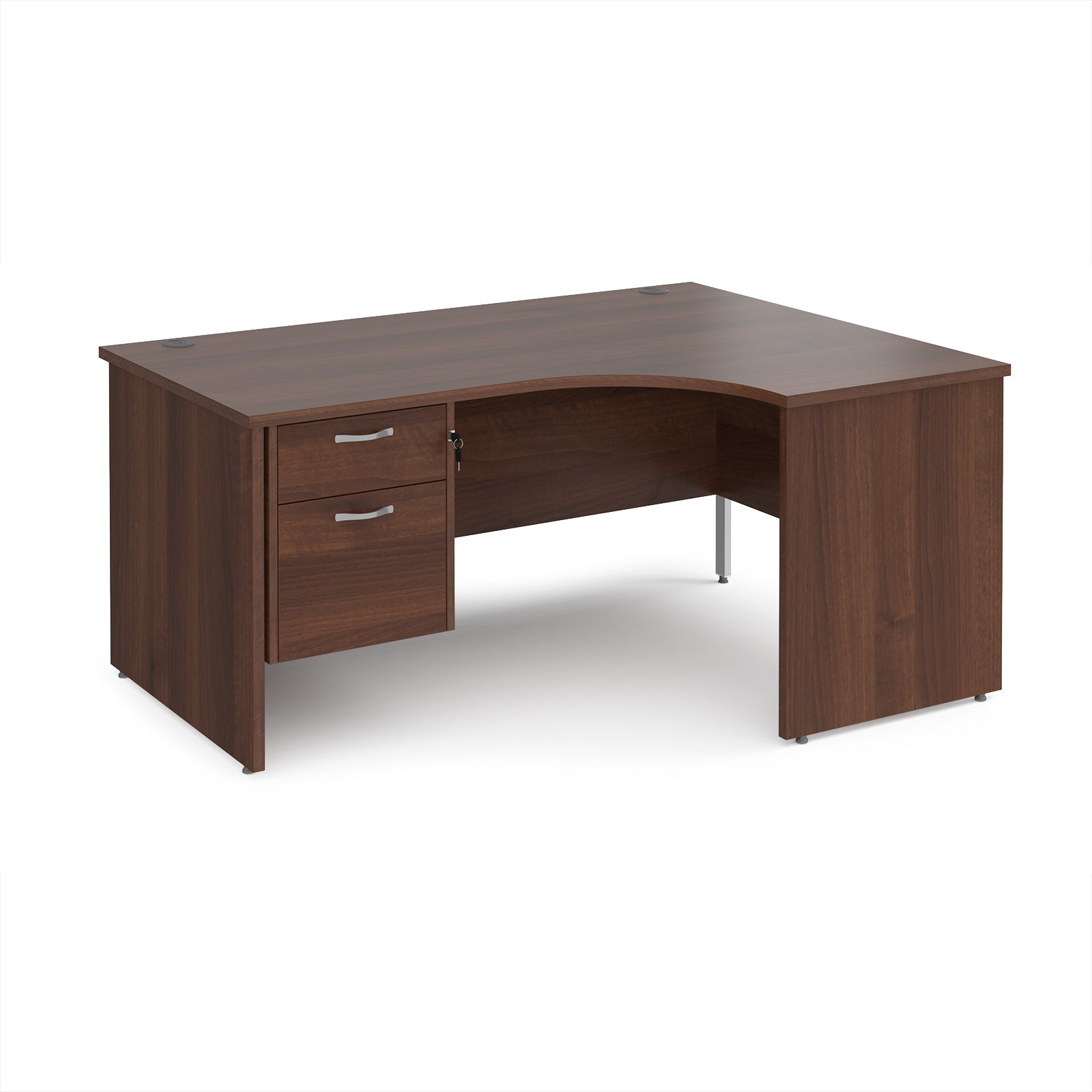 Maestro 25 panel end right hand ergonomic desk with 2 drawer ped