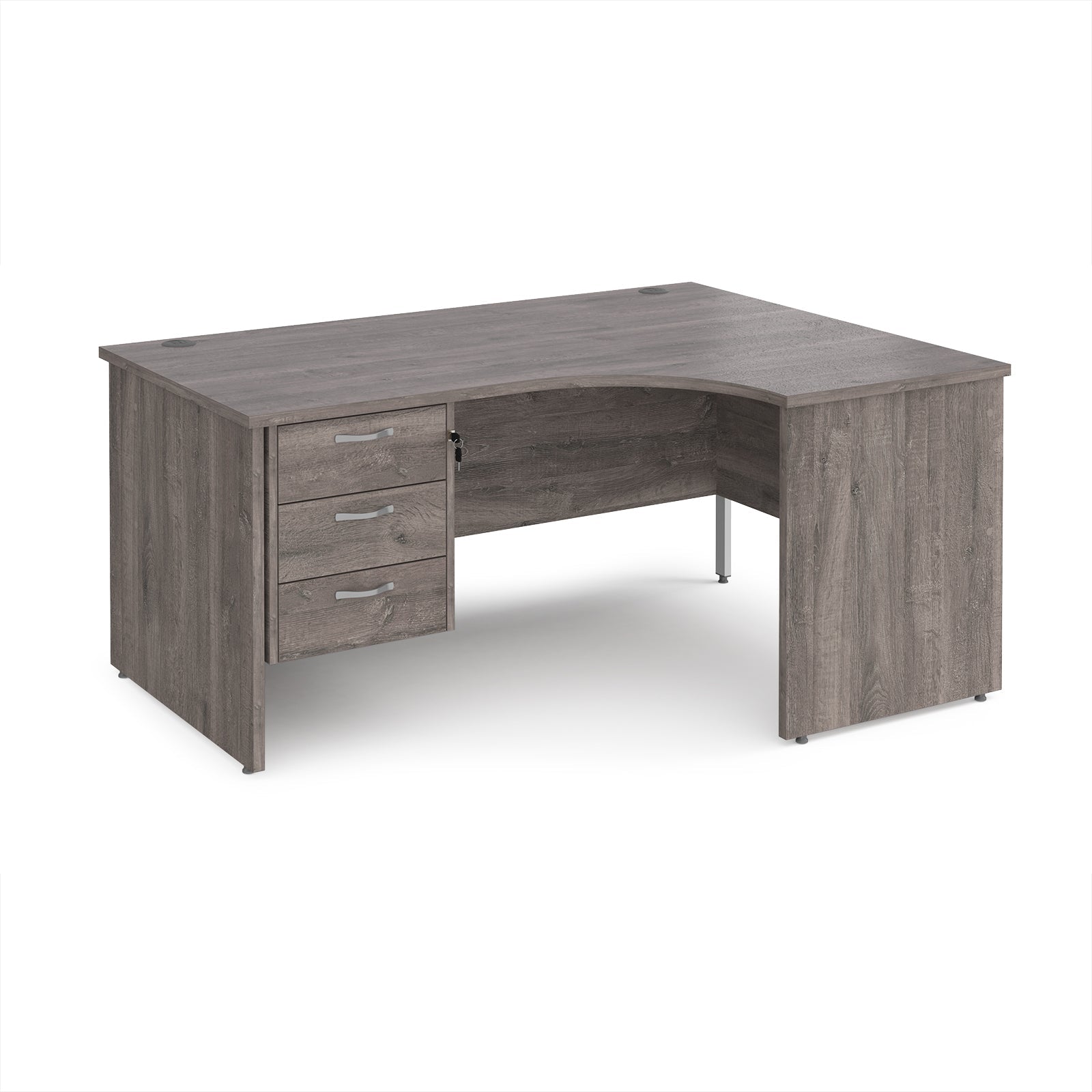 Maestro 25 panel end right hand ergonomic desk with 3 drawer ped
