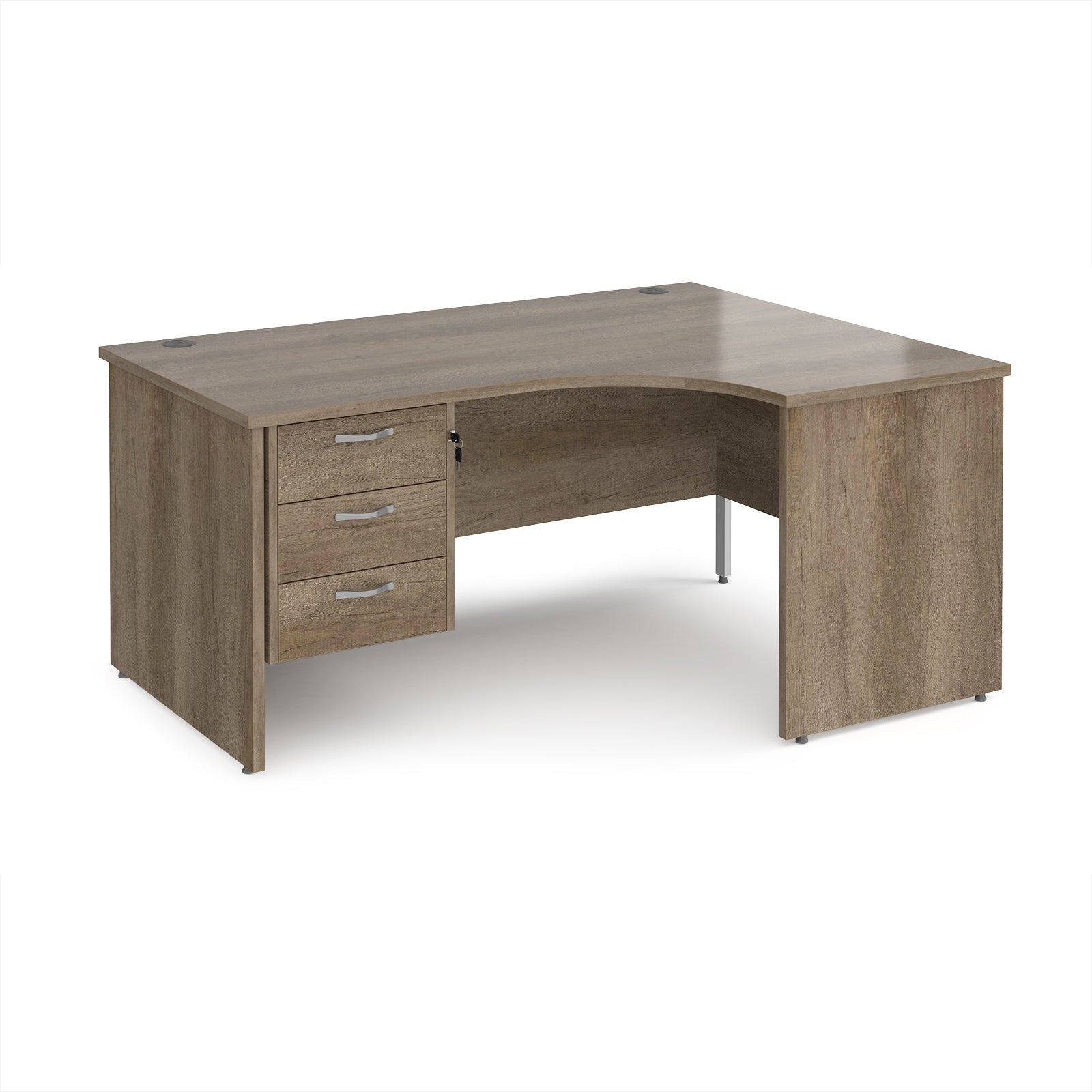 Maestro 25 panel end right hand ergonomic desk with 3 drawer ped