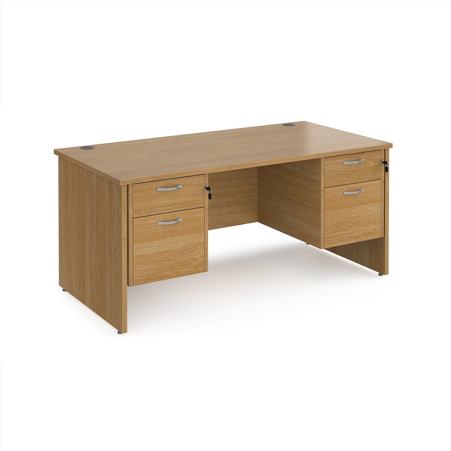 Maestro 25 panel end 800mm deep desk with 2 x 2 drawer peds