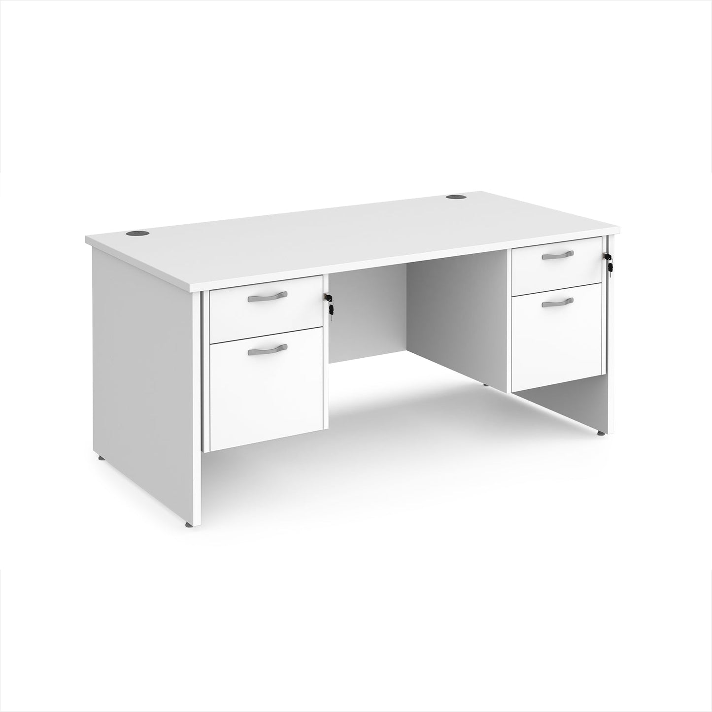 Maestro 25 panel end 800mm deep desk with 2 x 2 drawer peds