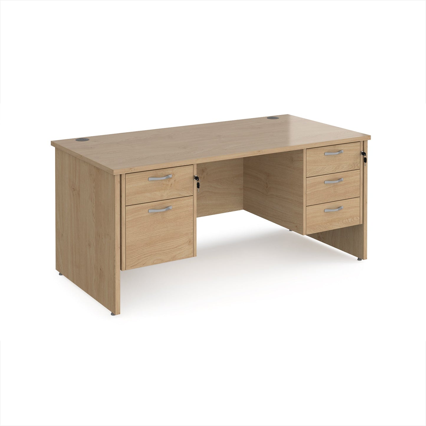 Maestro 25 panel end 800mm deep desk with 2 & 3 drawer peds