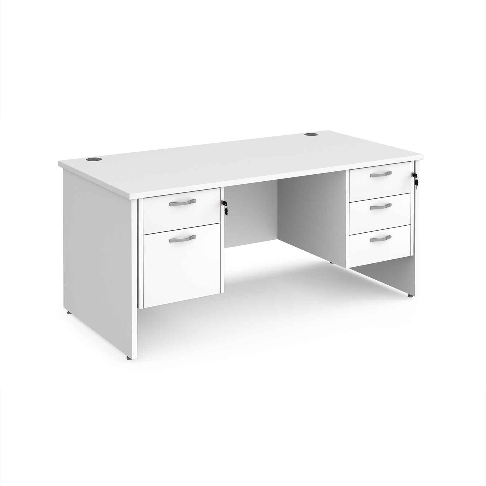 Maestro 25 panel end 800mm deep desk with 2 & 3 drawer peds