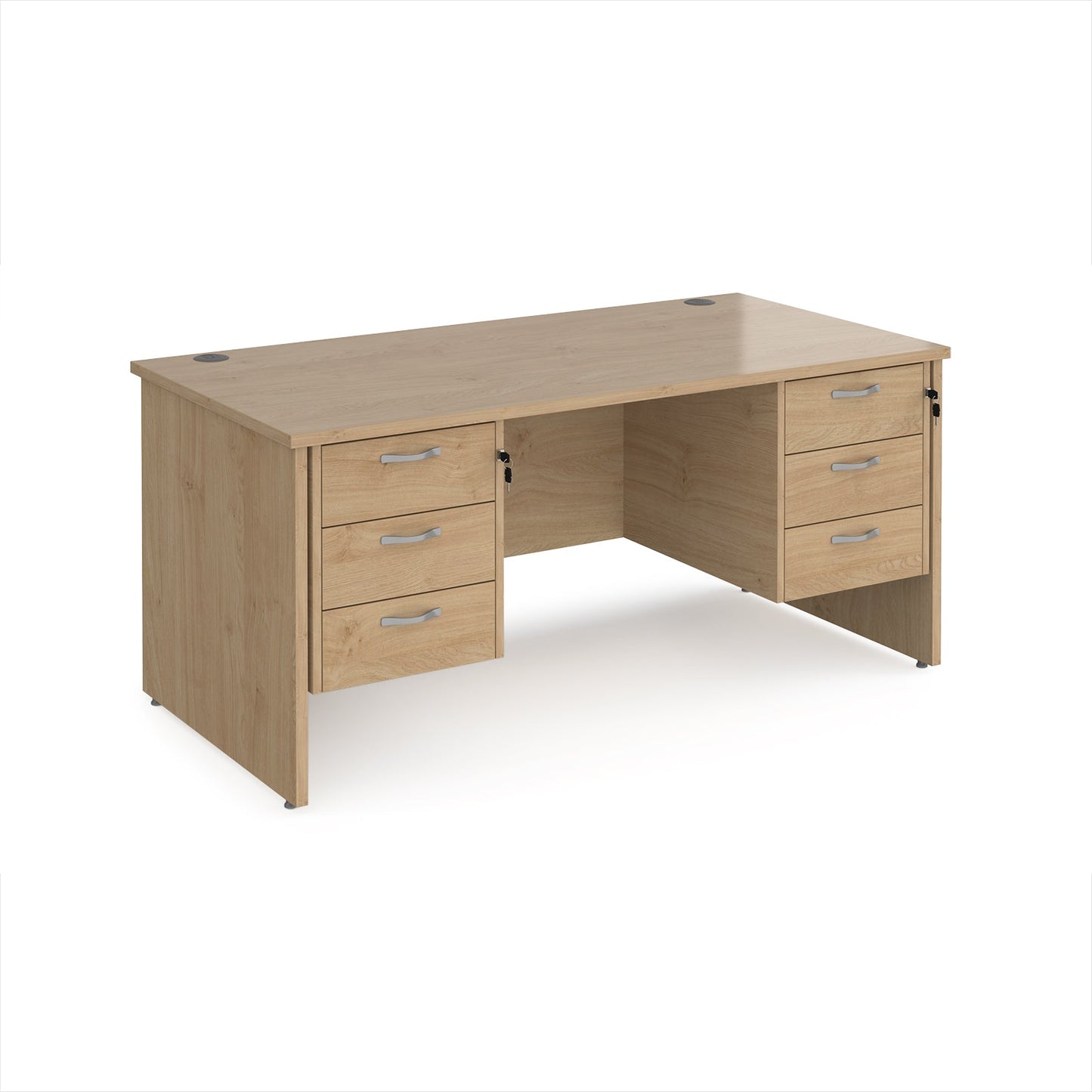 Maestro 25 panel end 800mm deep desk with 2 x 3 drawer peds