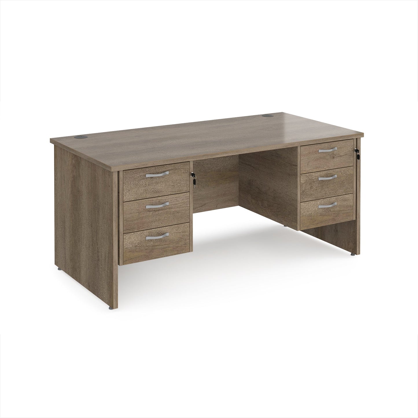 Maestro 25 panel end 800mm deep desk with 2 x 3 drawer peds