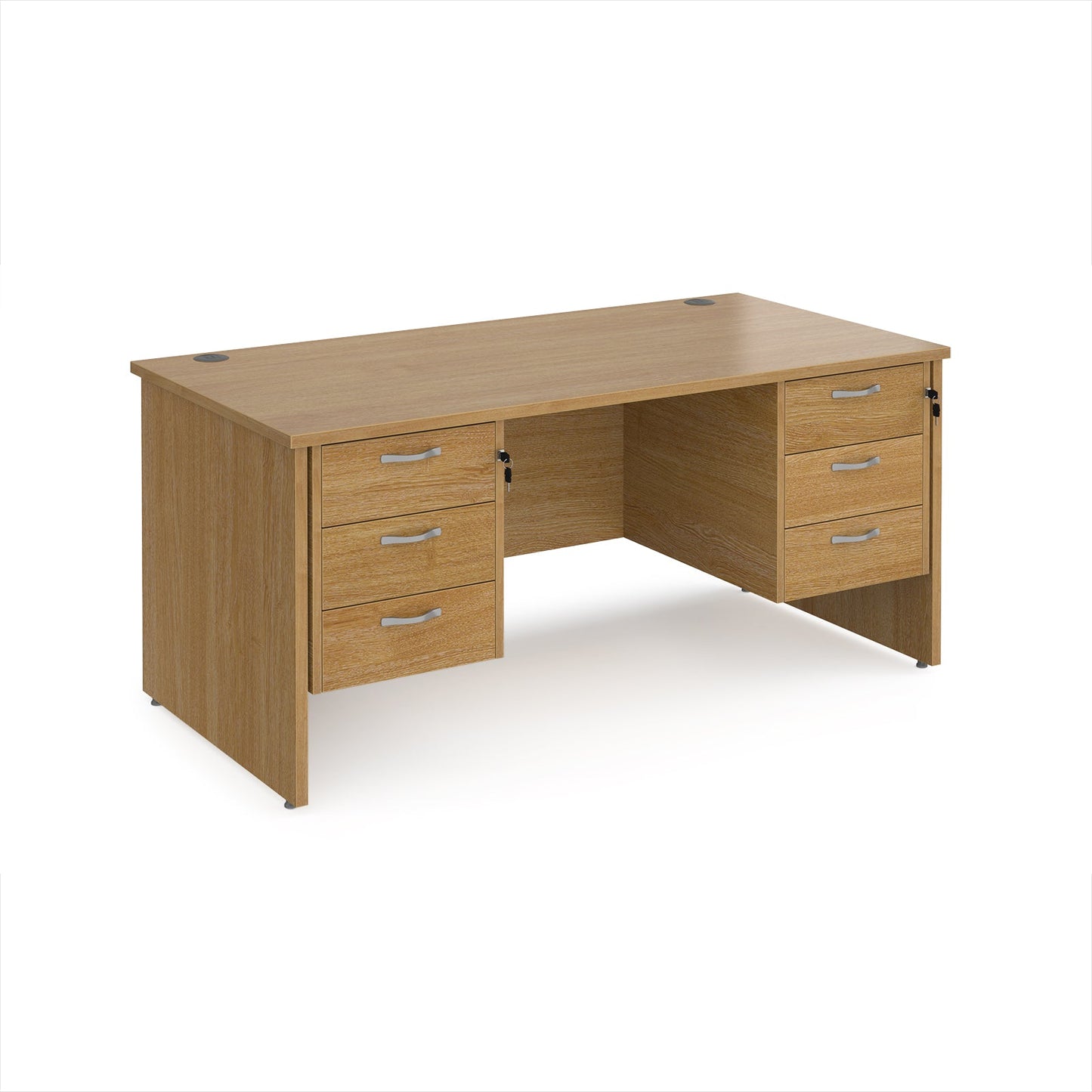 Maestro 25 panel end 800mm deep desk with 2 x 3 drawer peds