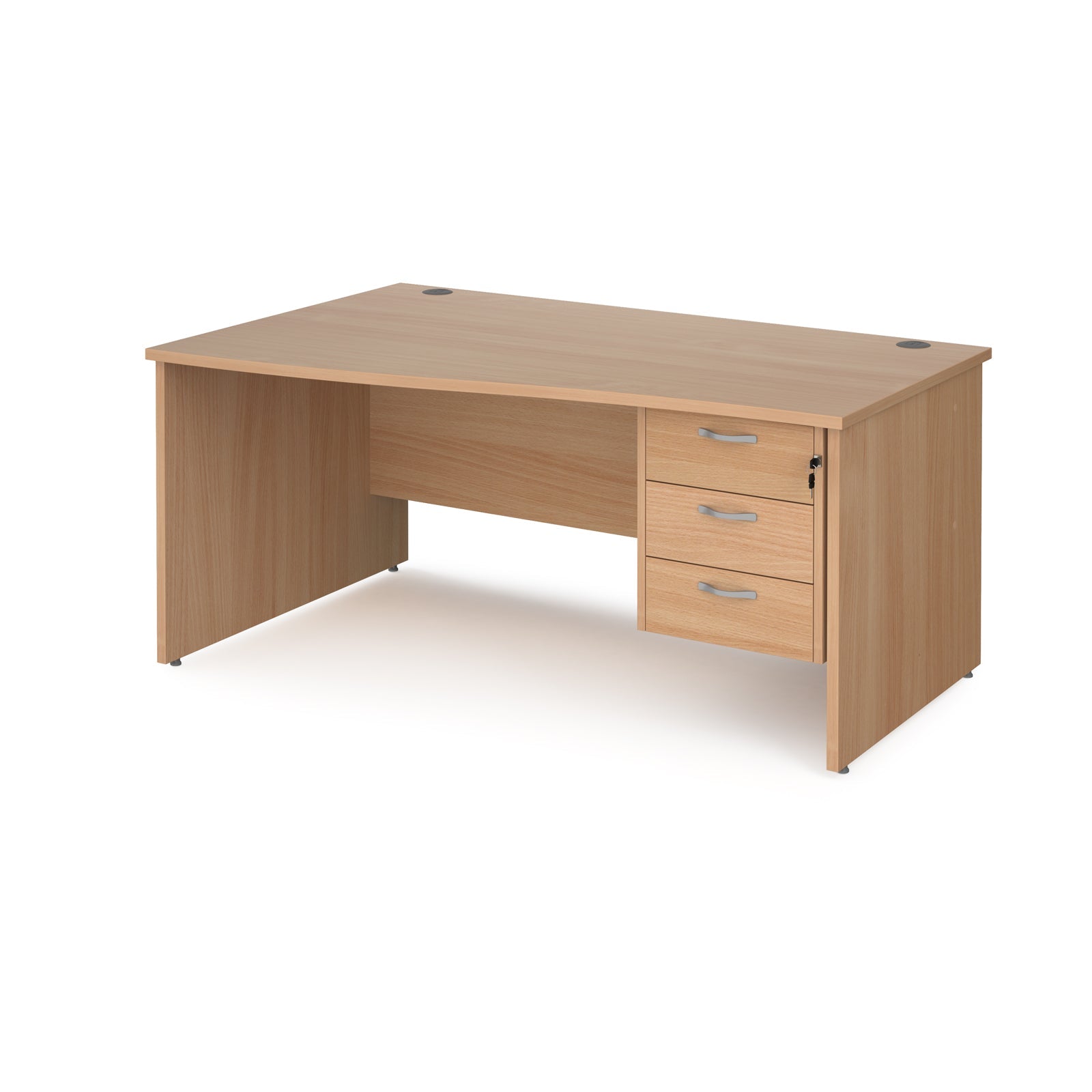 Maestro 25 Panel End Left Hand Wave Desk With 3 Drawer Ped