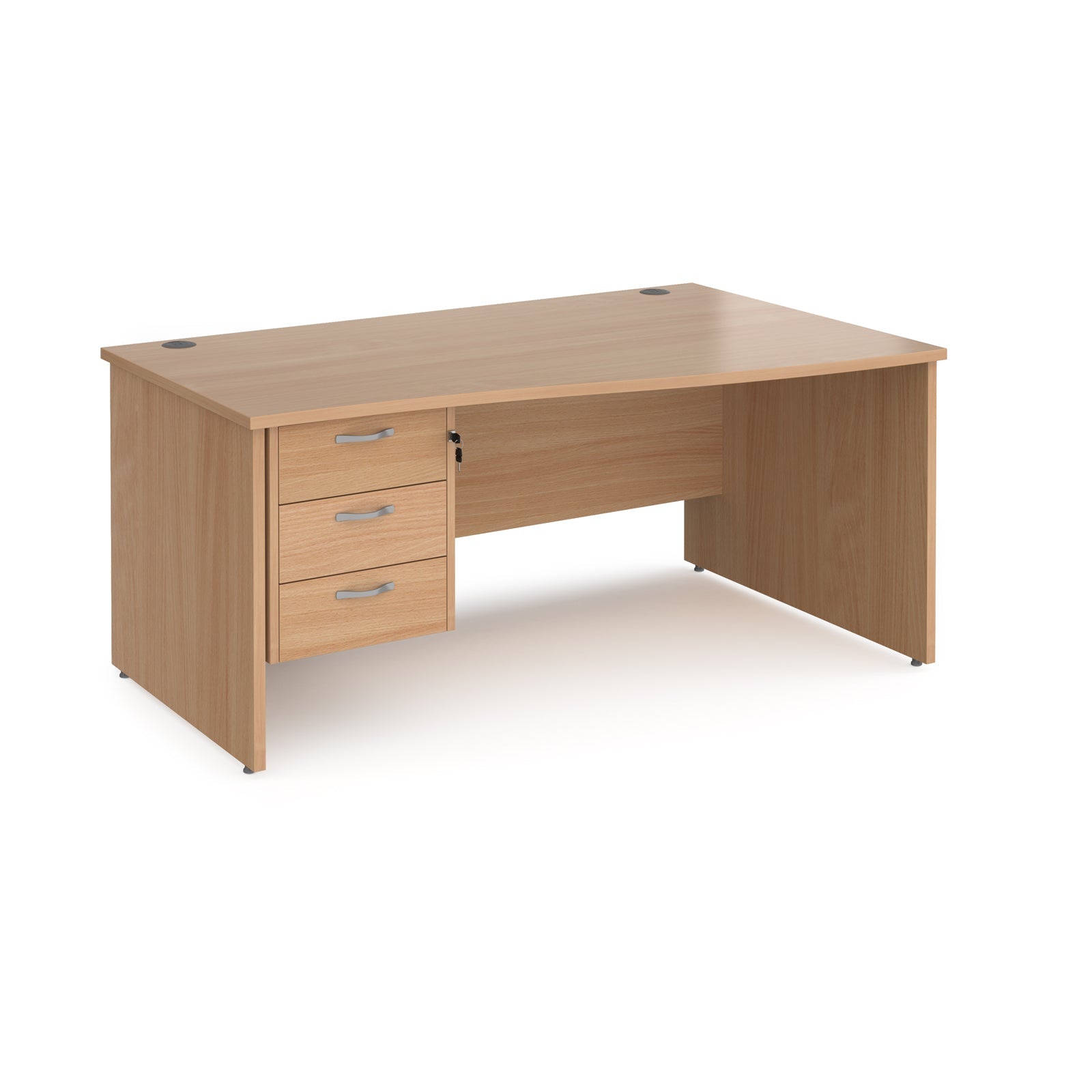 Maestro 25 Panel End Right Hand Wave Desk With 3 Drawer Ped