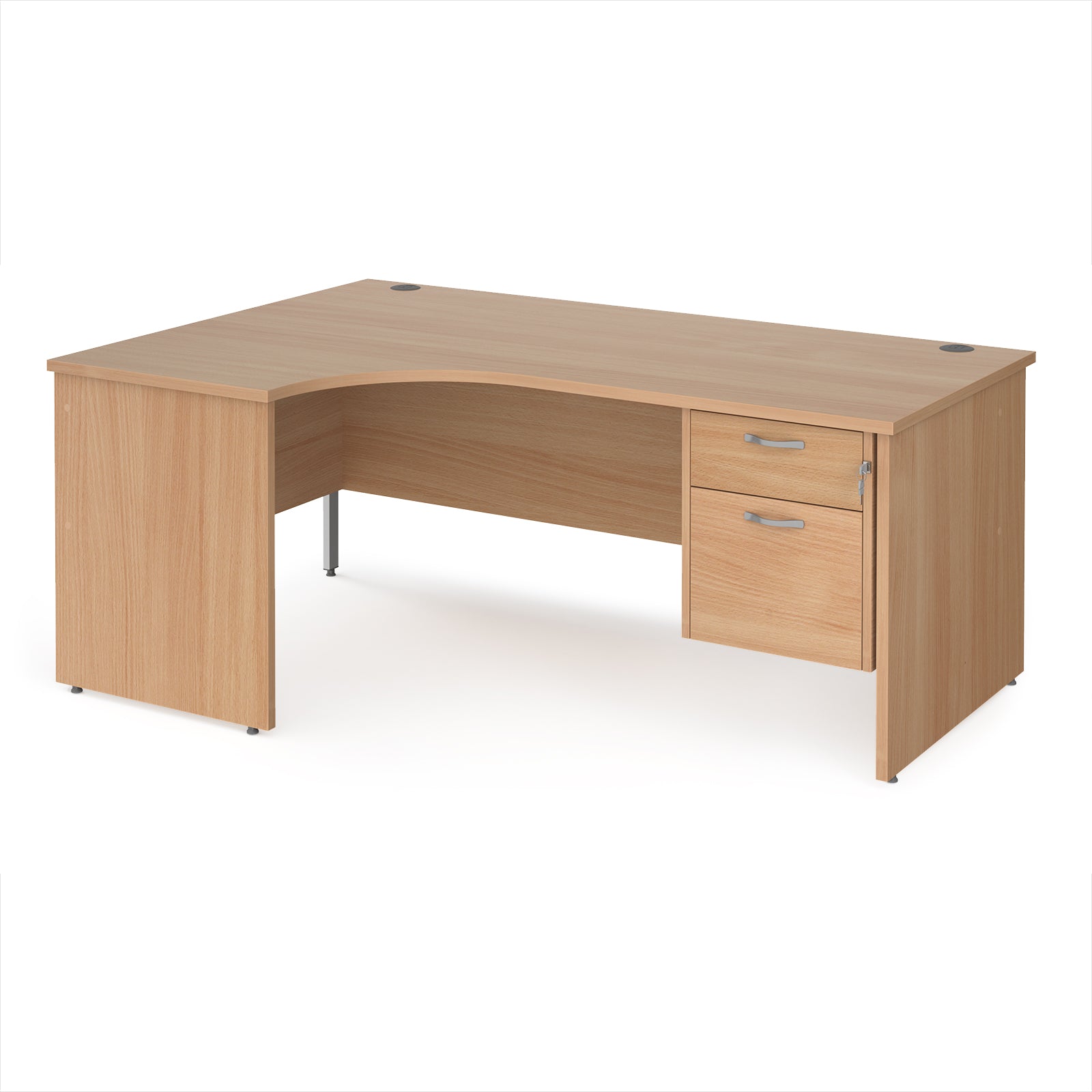 Maestro 25 panel end left hand ergonomic desk with 2 drawer ped