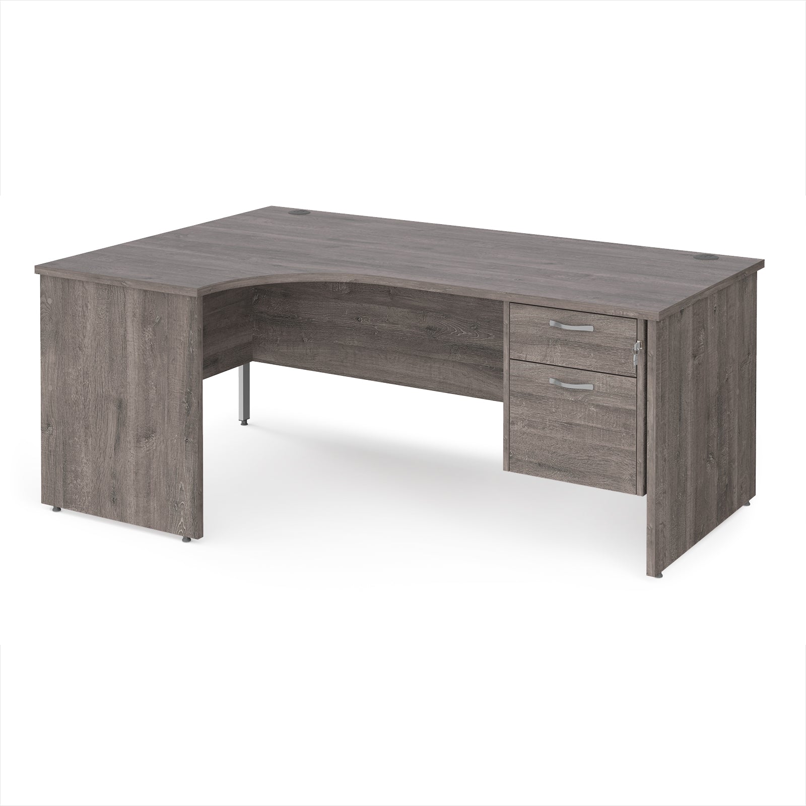 Maestro 25 panel end left hand ergonomic desk with 2 drawer ped