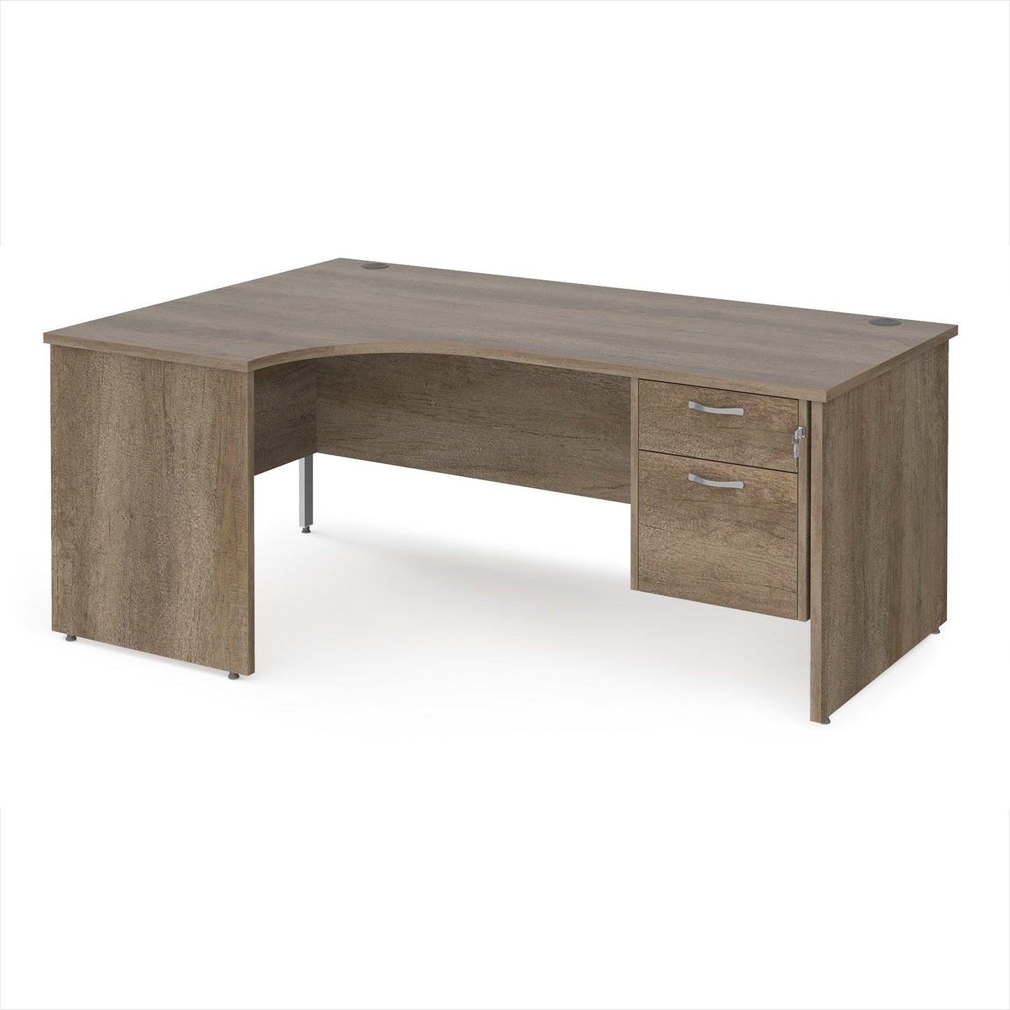 Maestro 25 panel end left hand ergonomic desk with 2 drawer ped